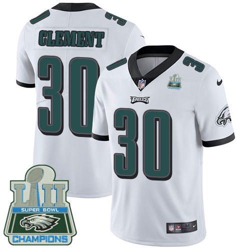 Nike Eagles #30 Corey Clement White Super Bowl LII Champions Men's Stitched NFL Vapor Untouchable Limited Jersey - Click Image to Close